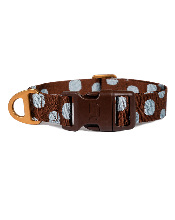 DOGGUO Hundehalsband Punkte Braun/Blau