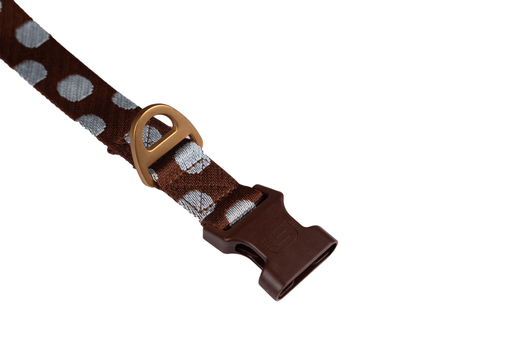 DOGGUO Hundehalsband Punkte Braun/Blau