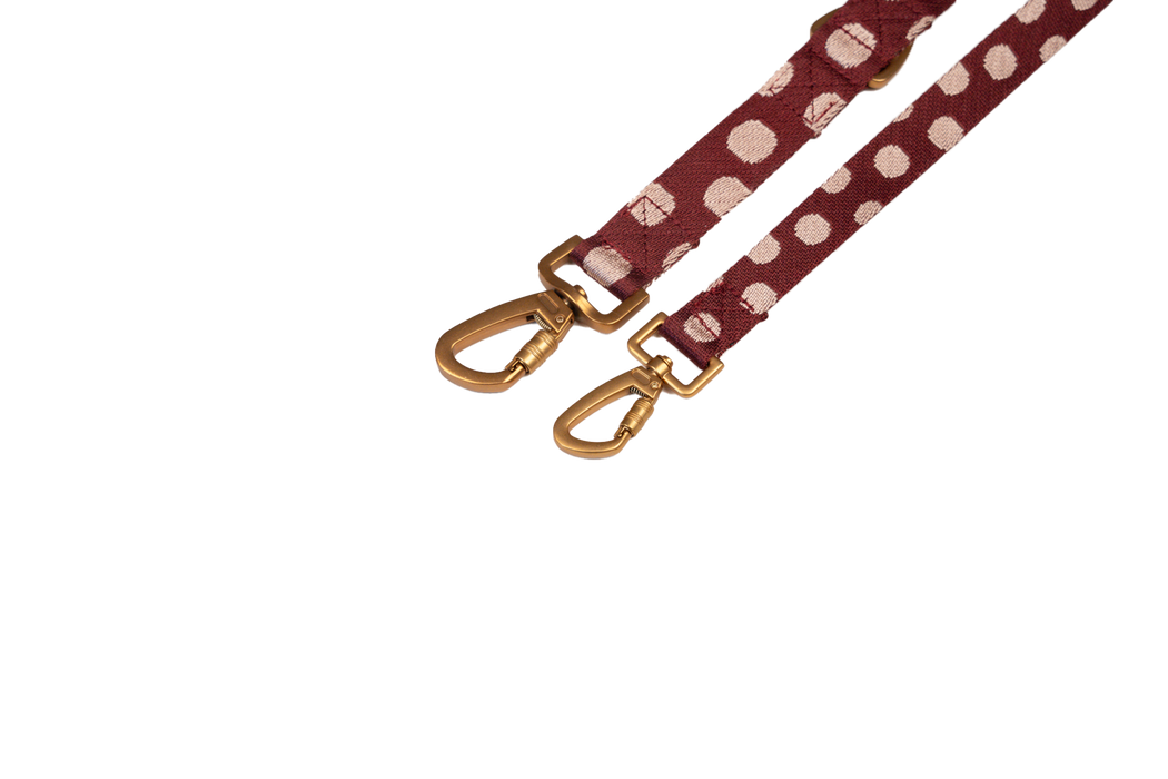 DOGGUO Hundeleine Punkte Bordeaux/Pfirsich