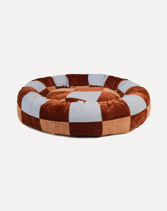 Dogguo Donut-Hundebett Block Braun/Blau