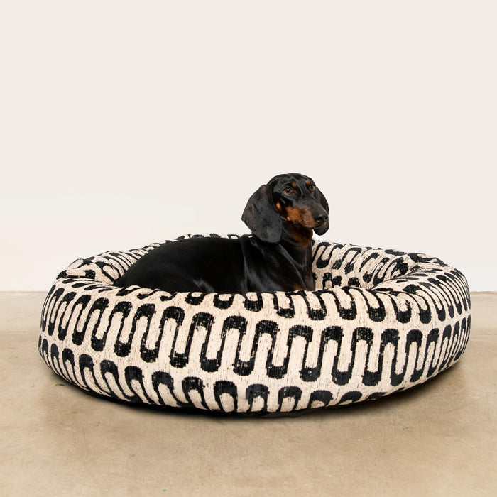 Dogguo retro wave donut hondenmand - beige/zwart