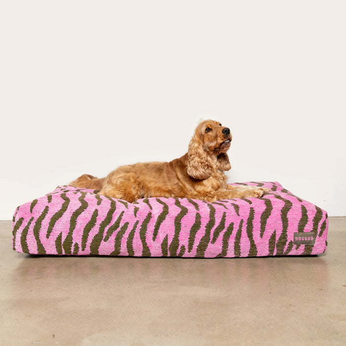 Dogguo hondenkussen zebra print roze/groen