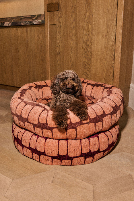 Dogguo Donut-Hundebett Staple Stones Pfirsich/Bordeaux