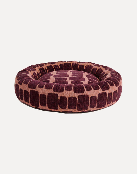 Dogguo Donut-Hundebett Staple Stones Pfirsich/Bordeaux