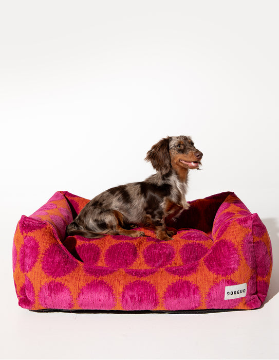 Dogguo hondenmand stip - magenta/oranje