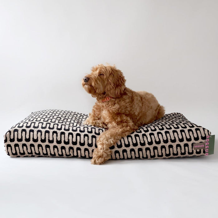 Dogguo Hundekissen Retro-Wellendruck beige/schwarz