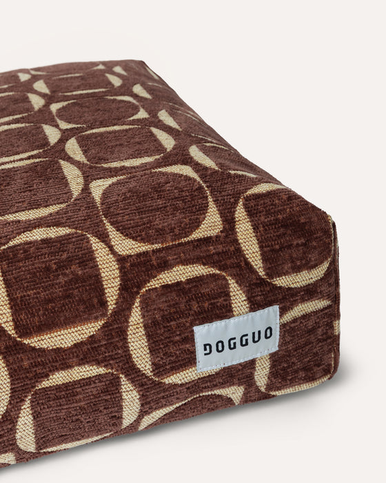 DOGGUO Hundekissen – Retro Muster – Braun/Gelb