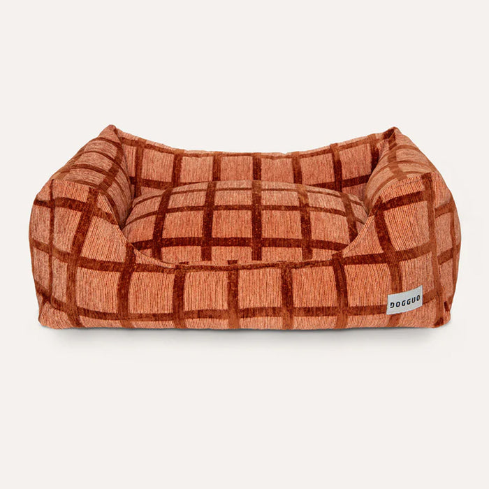 Dogguo hondenmand vierkant print mokka bruin