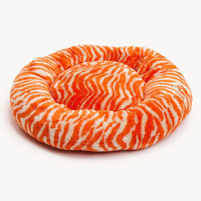 Dogguo Zebra rundes Hundebett – Orange/Beige